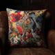 Woven Cushion, Crimson Macaw Parrot Jacquard, Dark Ground Pillow Cover