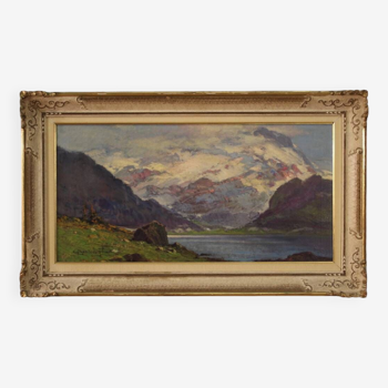 Greta landscape painting signed by C. Bentivoglio, 1930s