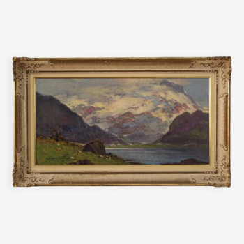 Tableau de paysage Greta signé par C. Bentivoglio, années 1930