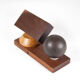 Vintage pen holder, wood paper press and metal ball