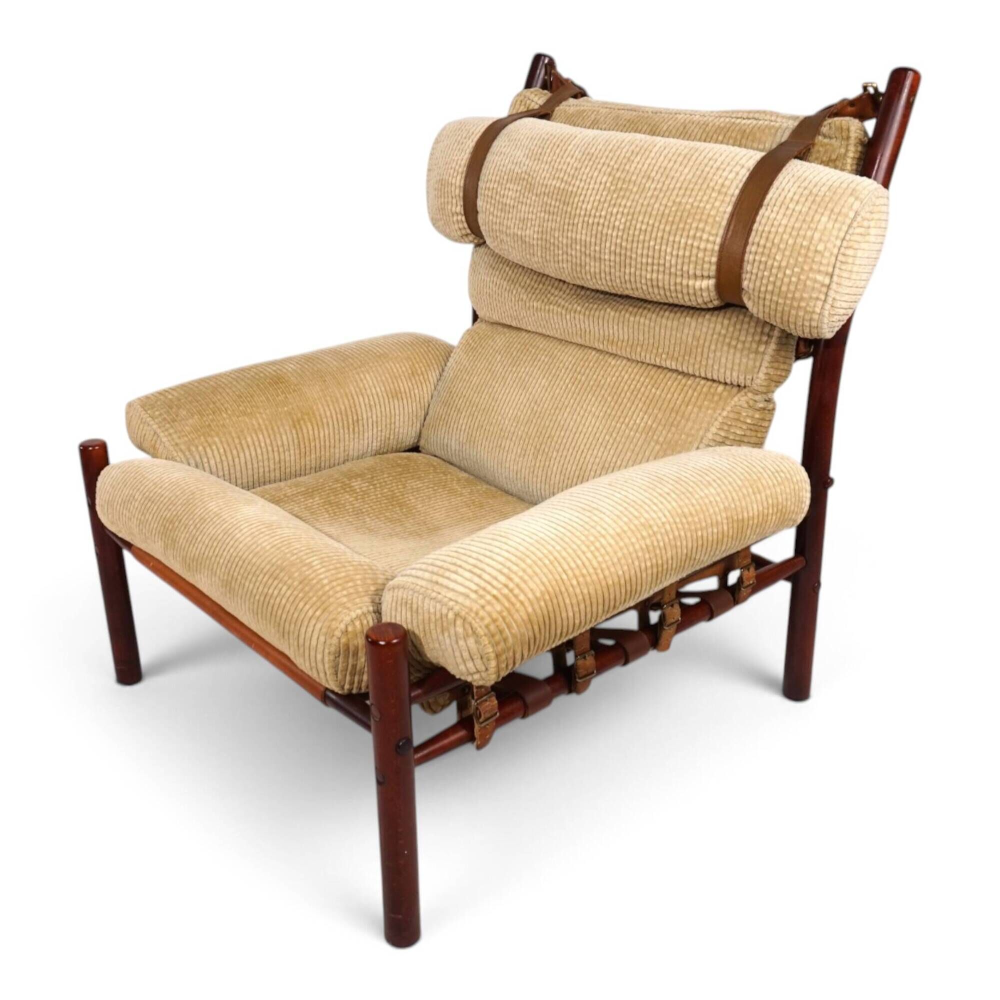 Arne Norell Inca Lounge Chair with Ottoman – Original Cord Upholstery, 1970