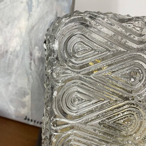 Applique murale carrée plafonnier verre transparent luminaire ancien