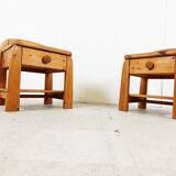 Paire de chevet vintage en pin, années 1960