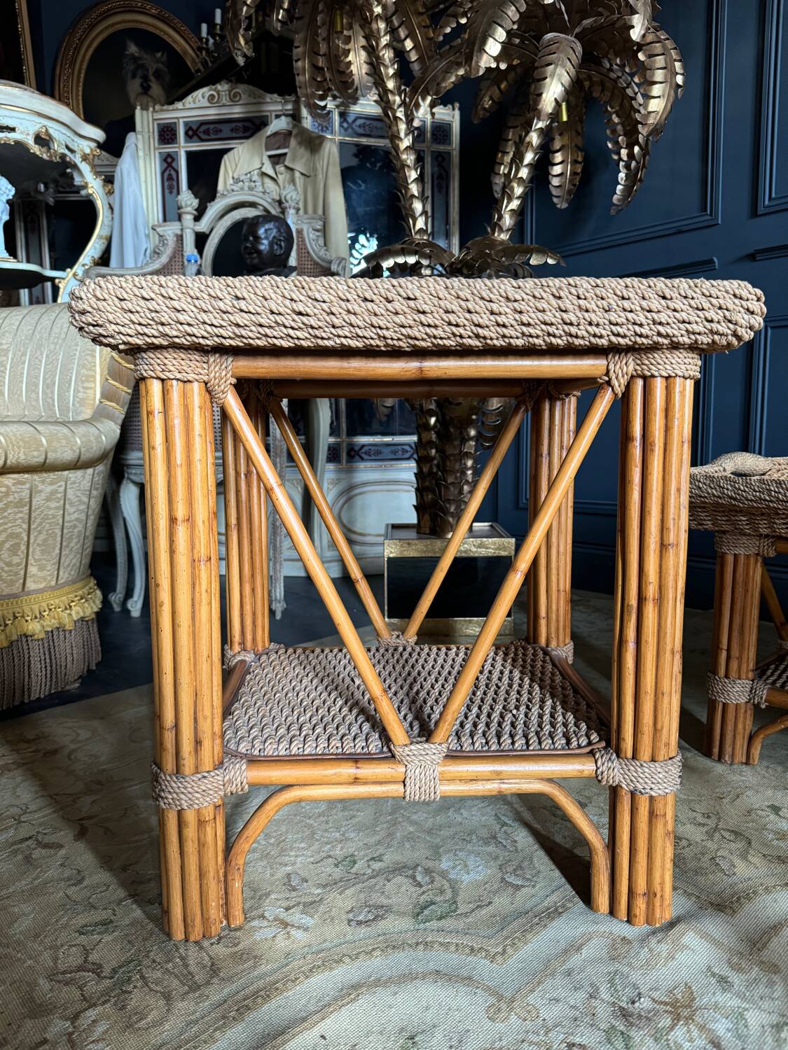 Coffee Table And Pair Of Sofa Ends From The 70s In Bamboo - 20th Century