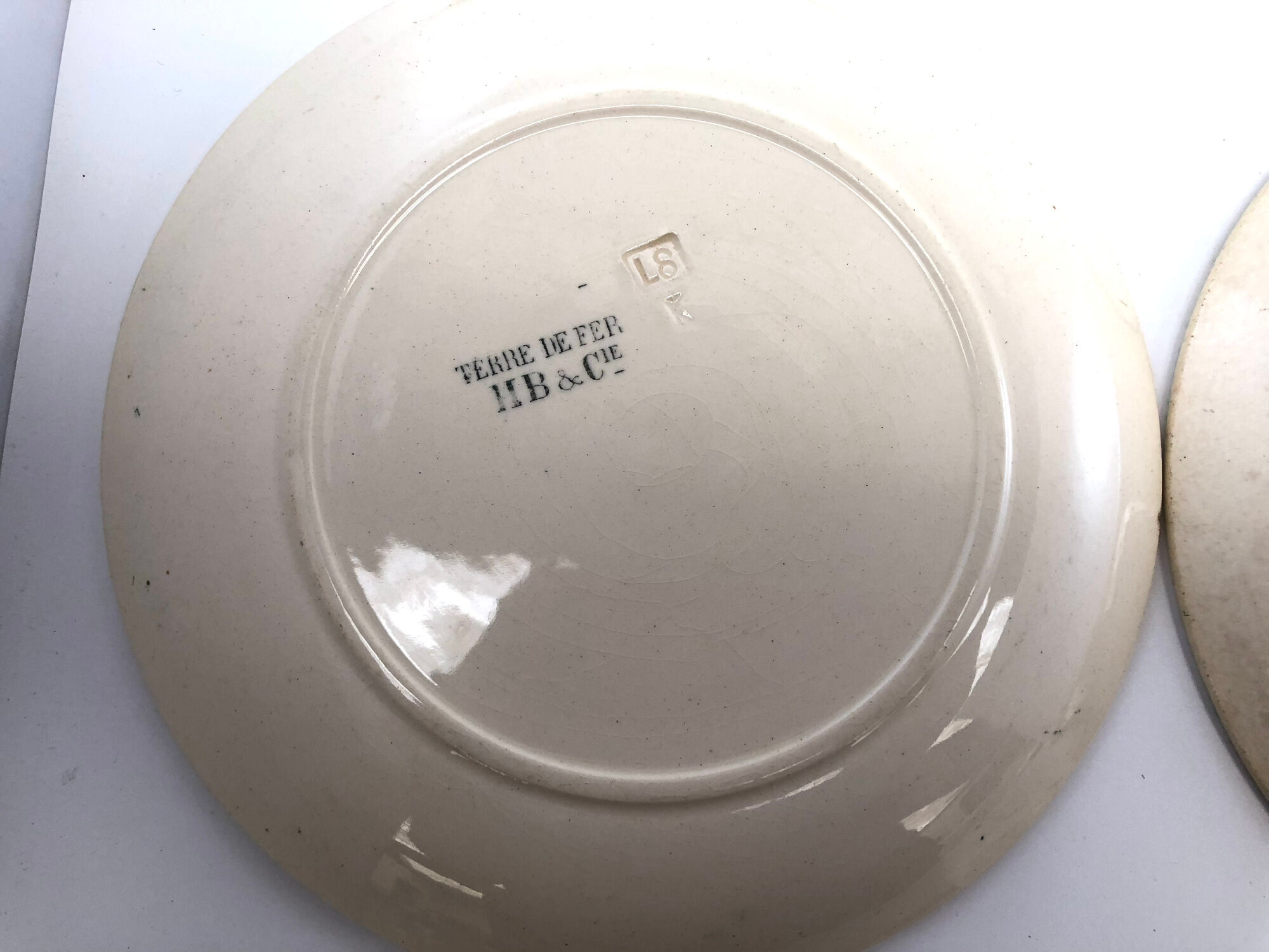 Set of 6 old talking plates iron land HB Cie les bains de mer