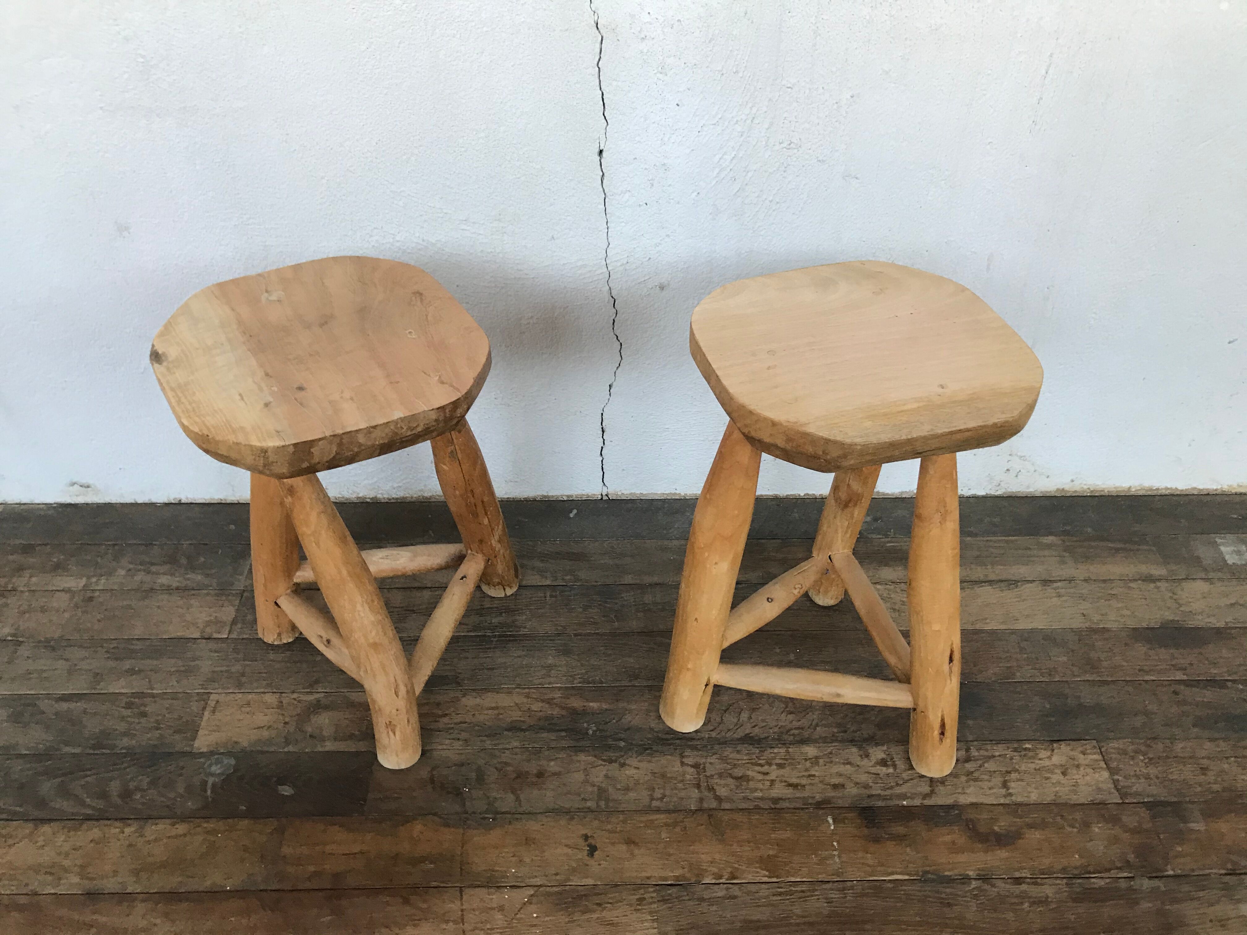 Pair of harness stools from the 1950s 1960s rustic vintage design