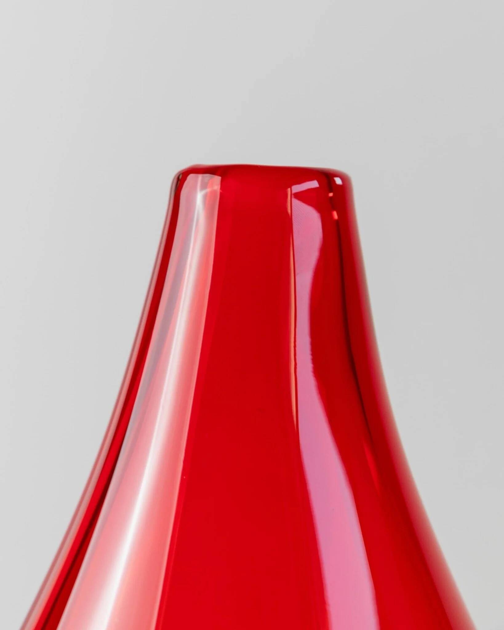 Vintage red Murano glass vase - Italy 1970s