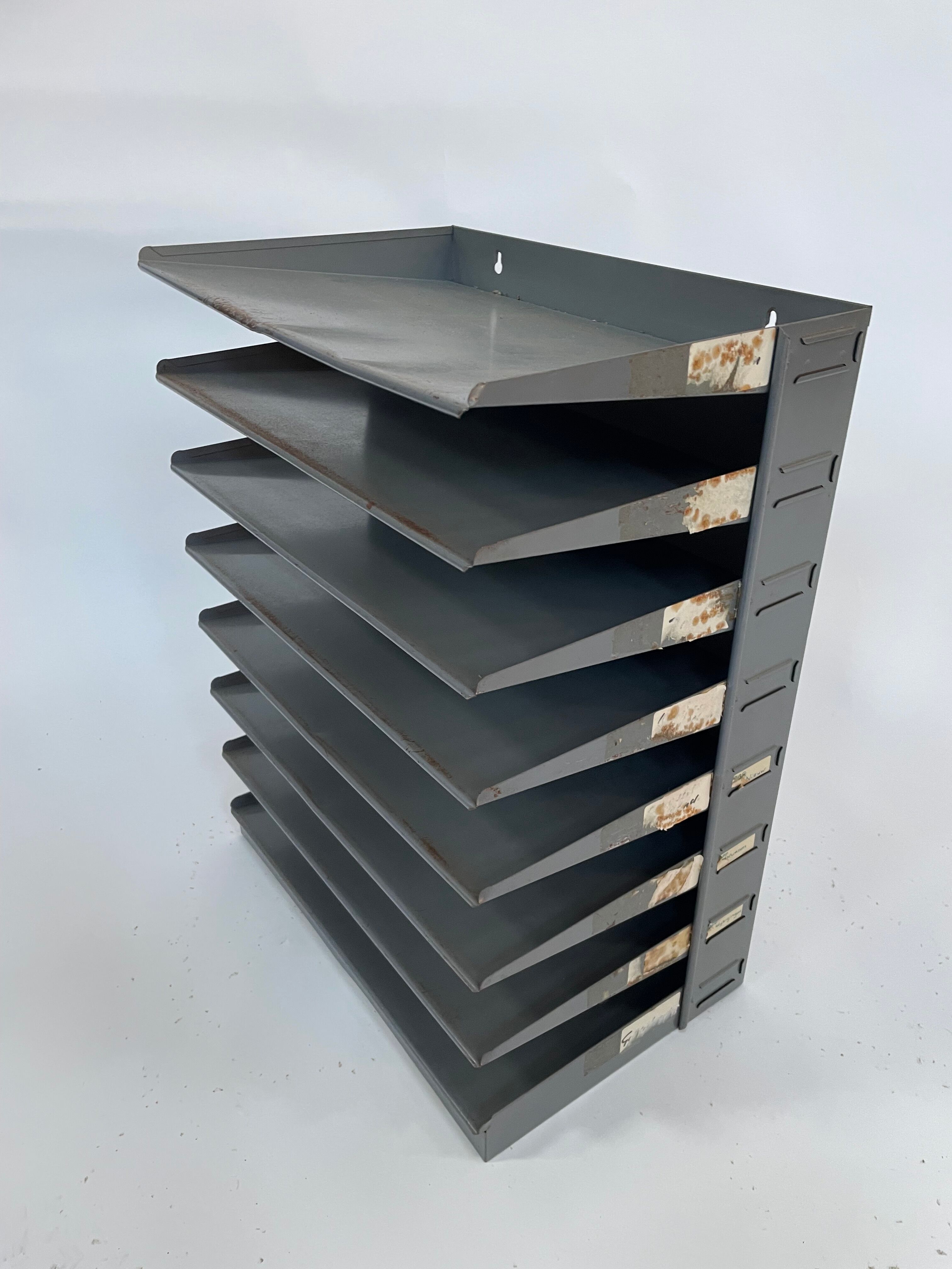 Vintage sorting bin, mailbox industrial 8 compartments 60s design