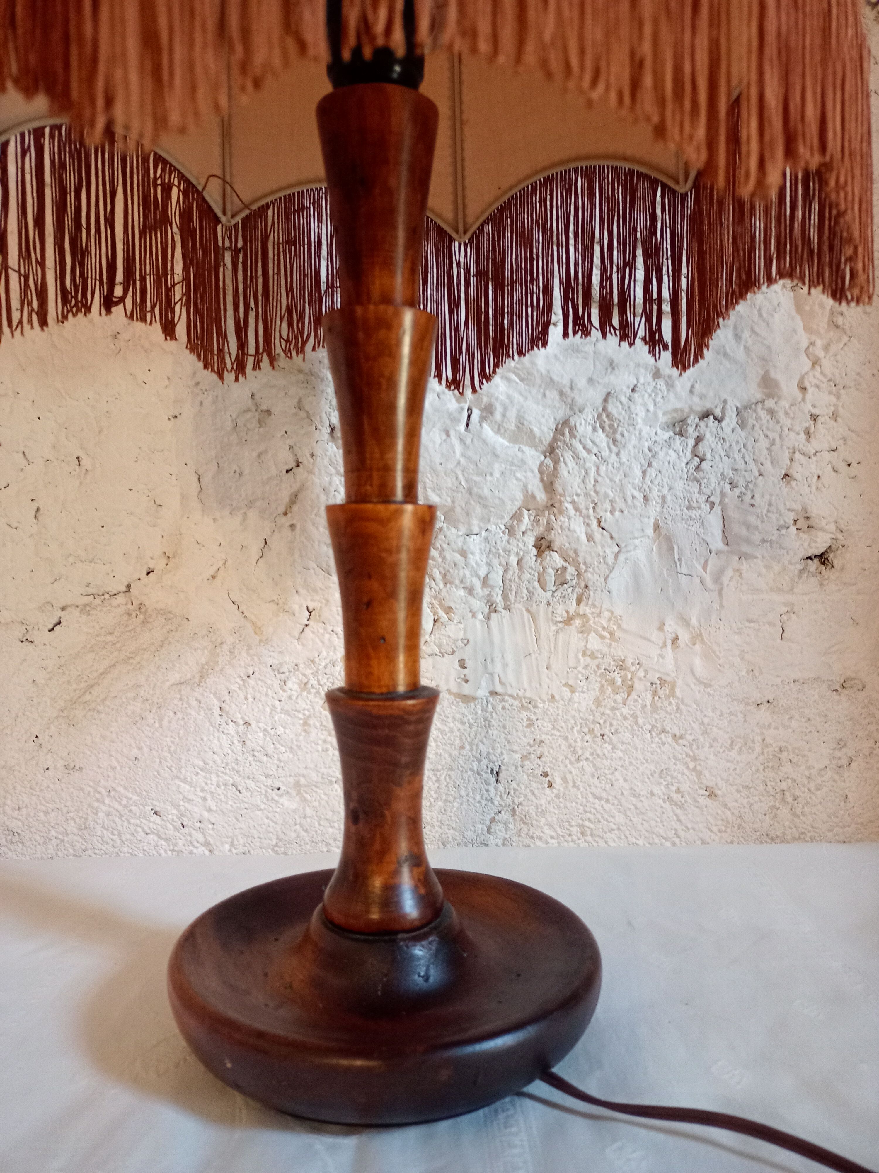 Wooden lamp turned in walnut
