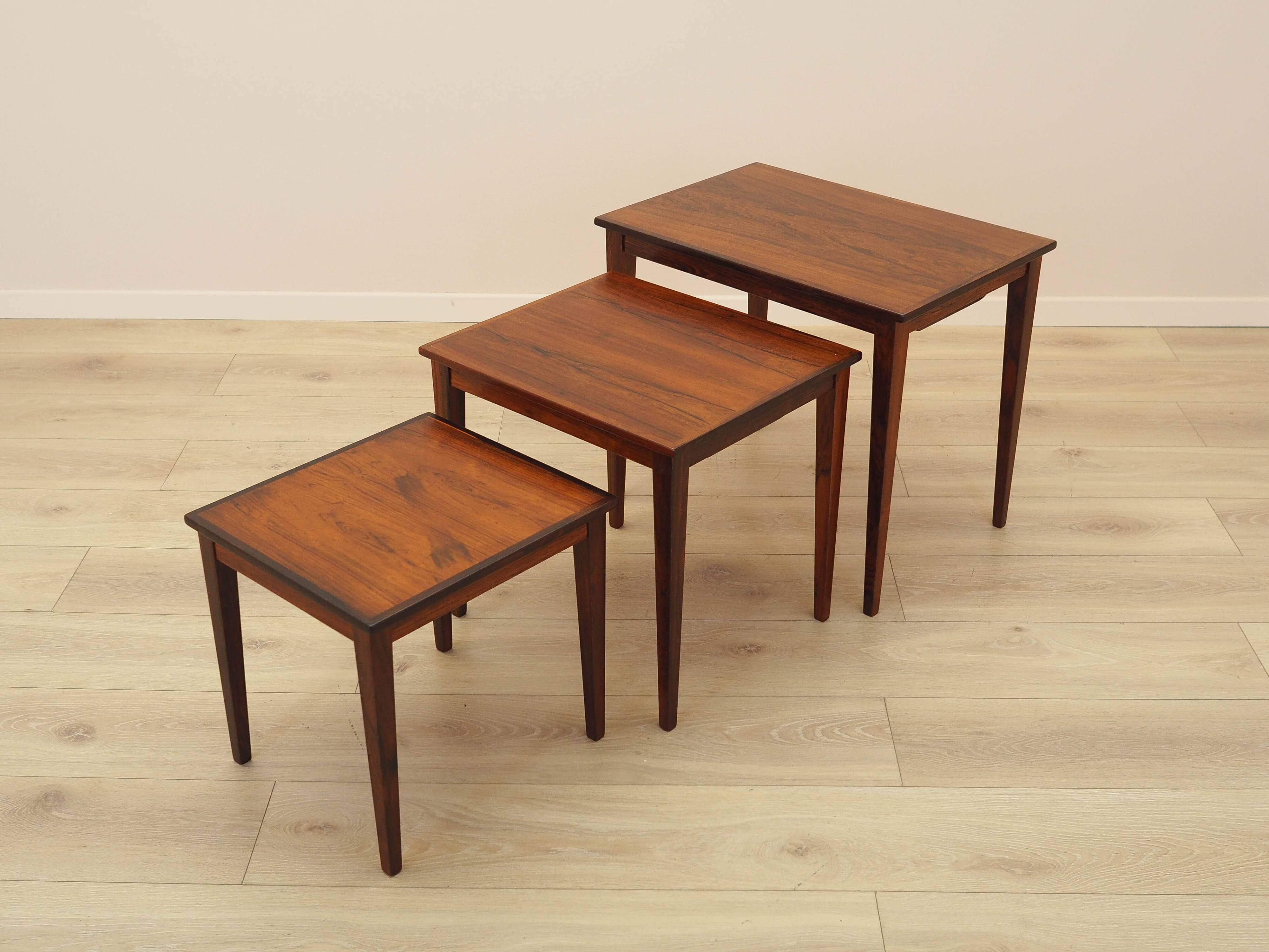 Set of three rosewood coffee tables, Danish design, 1960s, made in Denmark