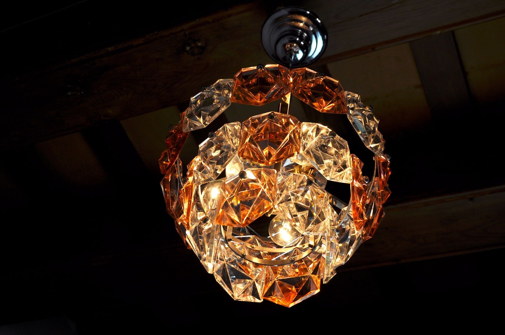 Two-coloured Kinkeldey chandelier, 3 floors, 1970, Germany