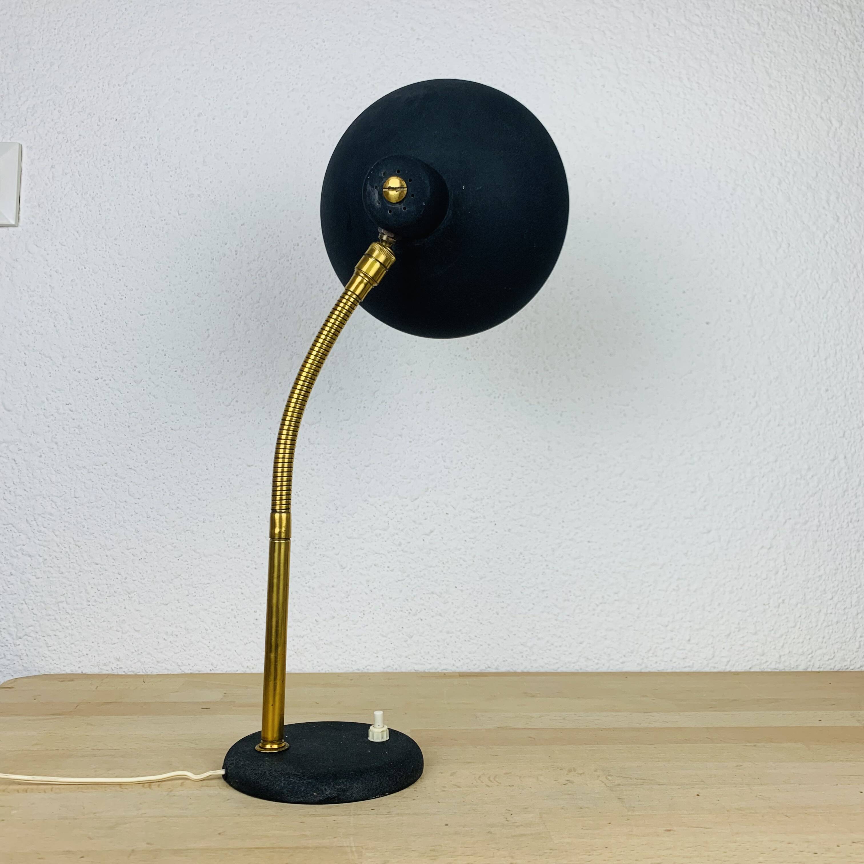 Vintage 50s brass and black lamp