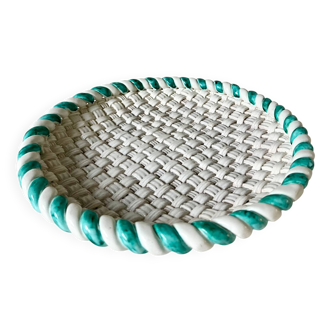 Plat en faïence bleu turquoise faïencerie de Sainte-Radegonde