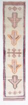 3x13 Pink & Brown Oushak Runner Rug, Soft Palette Rug, 87x384Cm