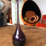 Vase soliflore verre soufflé à la bouche violet col recourbé