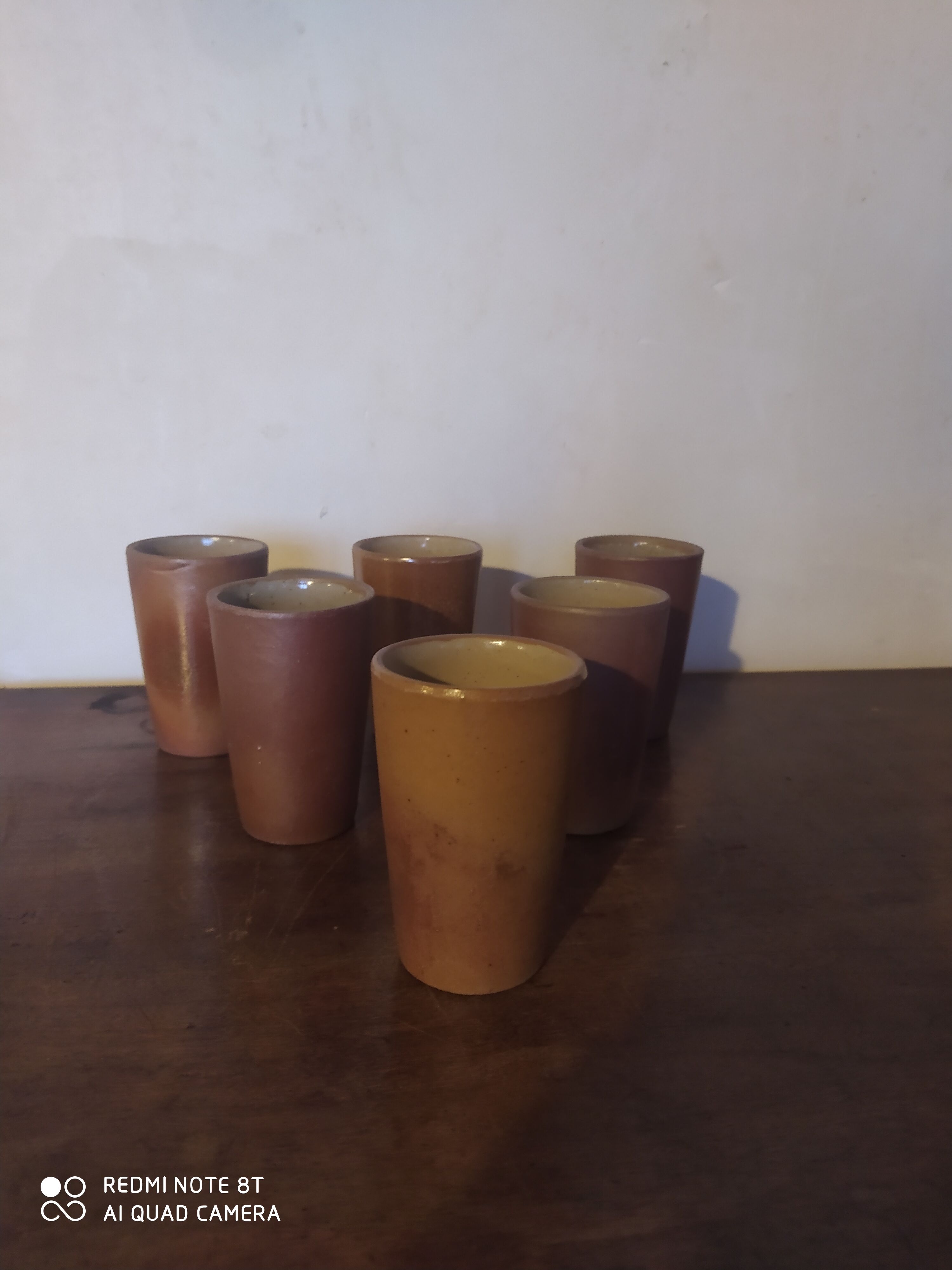 Set of 6 glasses, goblets, stoneware cups