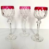 3 Baccarat Crystal Wine Glasses - Juvisy Red Model