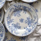 8 flat ironstone plates “Fleurette” Gien