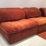 Vintage corner sofa modular velvet orange burned 70 years