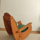 Rocking-chair scandinave bois & velours de mohair