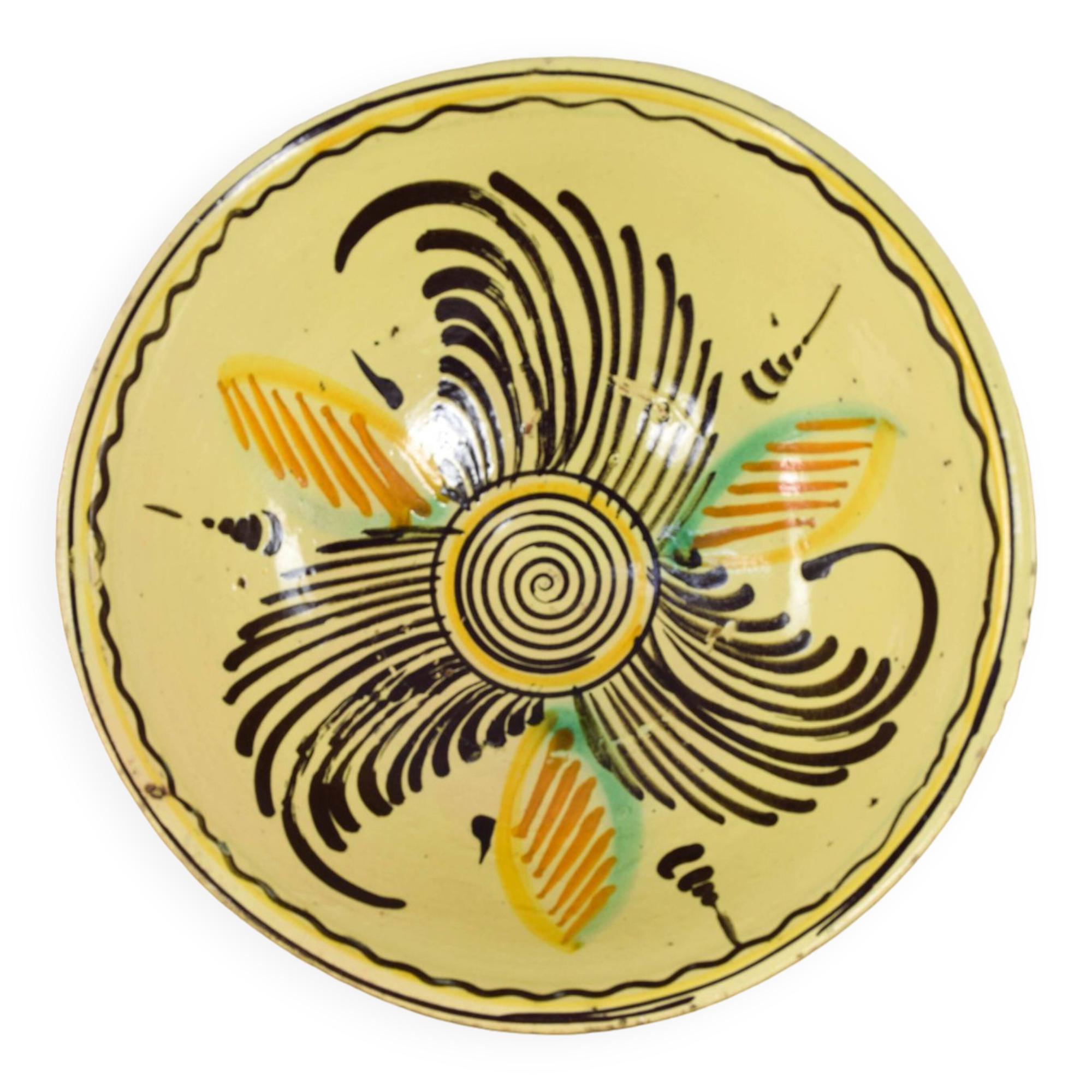 Antique Puente de Arzobispo Talavera Handmade Ceramic Glazed Lebrillo Bowl