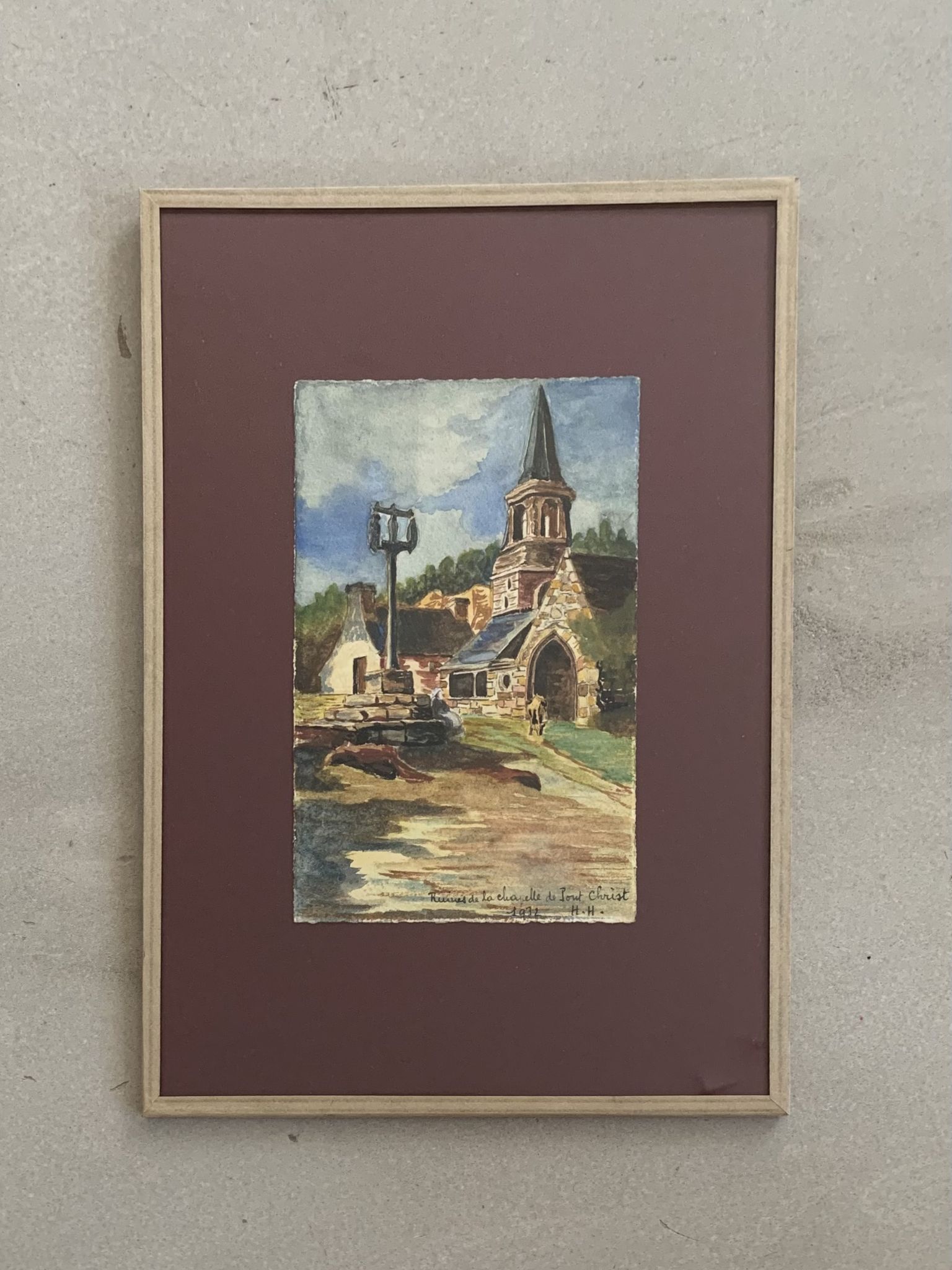 Old watercolor, Pont Christ chapel 1932