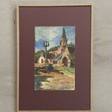 Aquarelle ancienne, chapelle du Pont Christ 1932