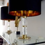 Paire de lampes XXL vintage, Verre Laiton