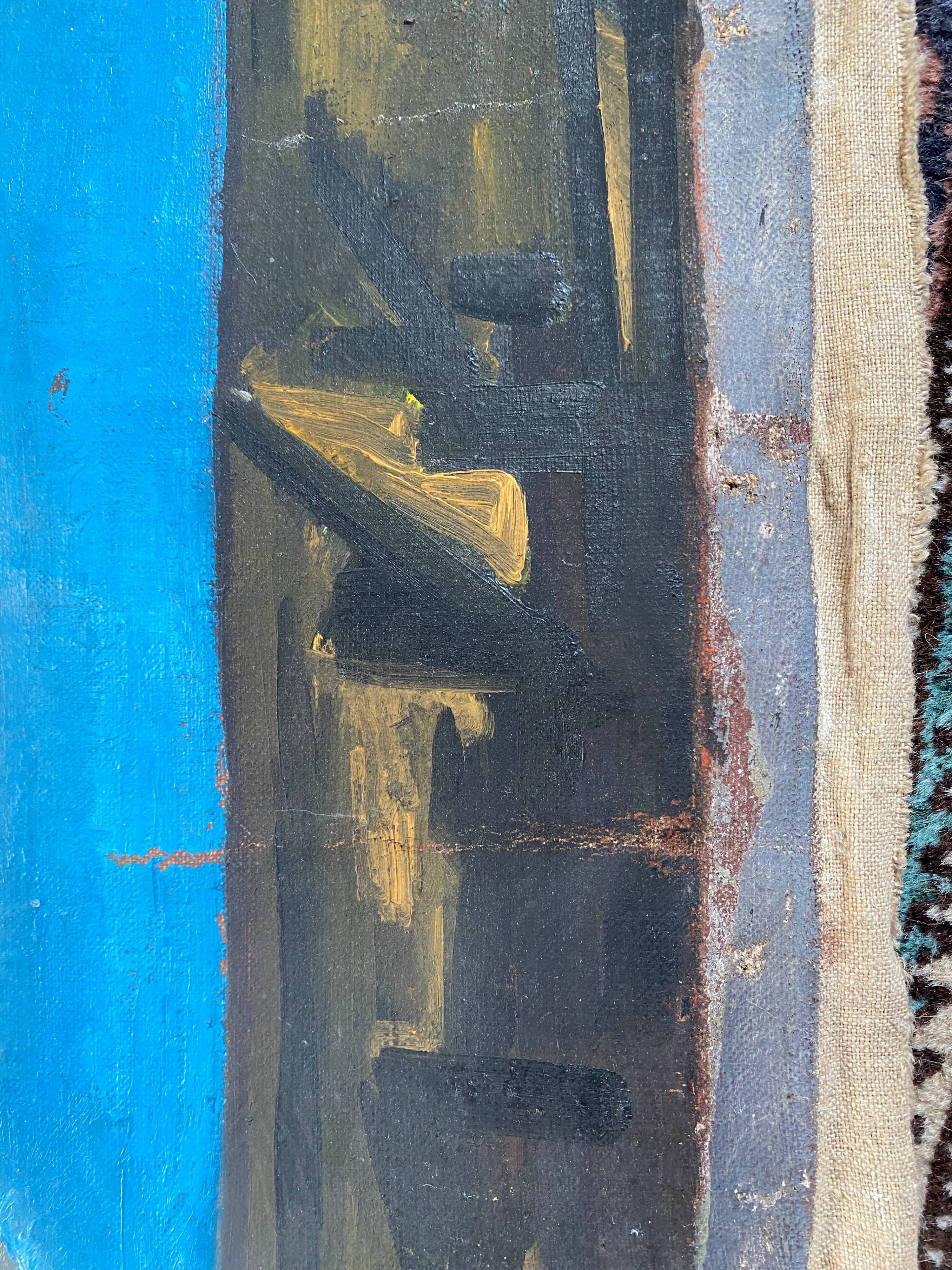 Cubist hst painting by guy feinstein (born in 1929) "the artist's workshop" 1956