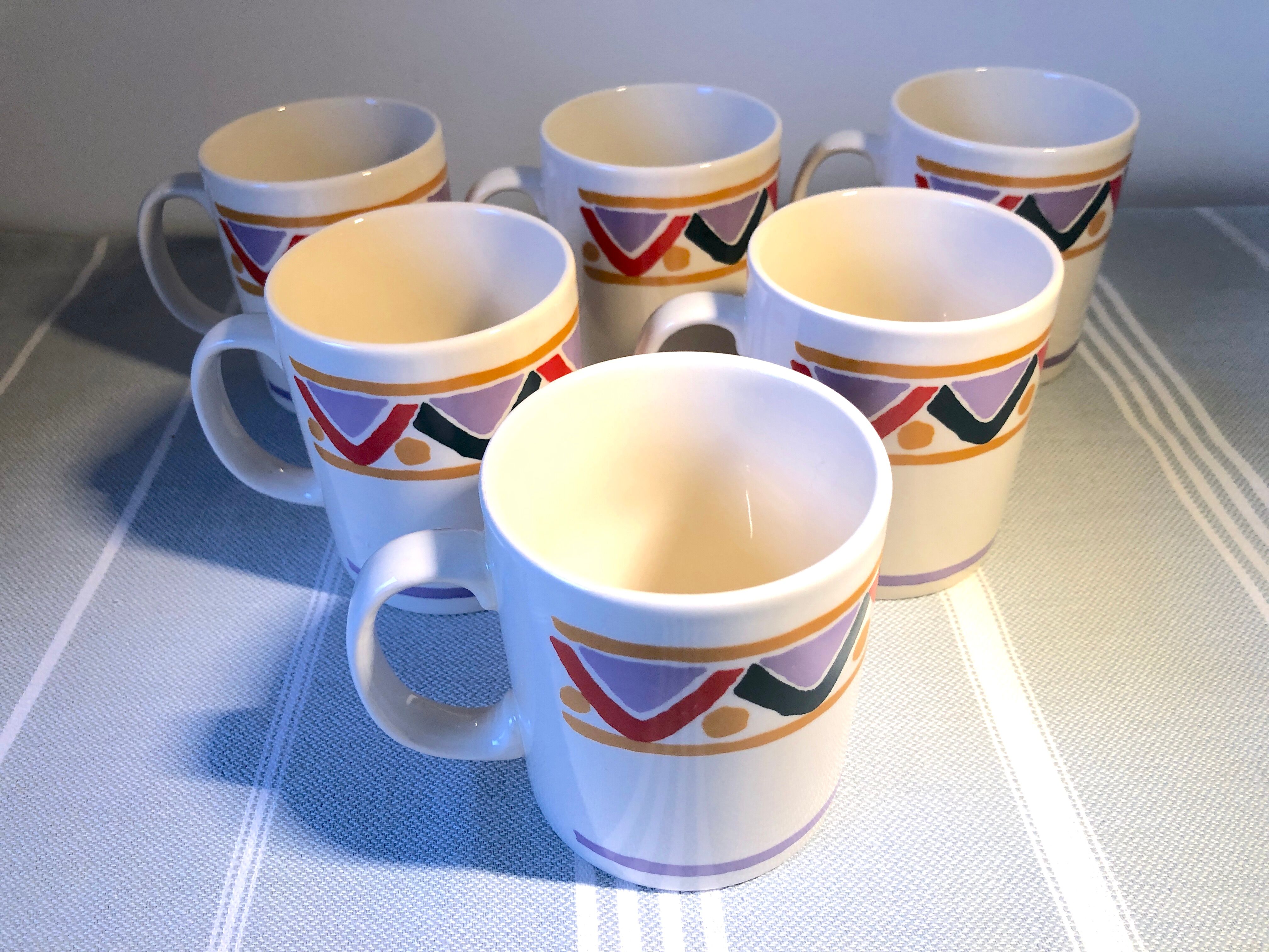 Set of 6 mugs vintage Mobil 80s