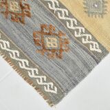Light Green Striped Vintage Kilim Runner Rug, 63x180Cm
