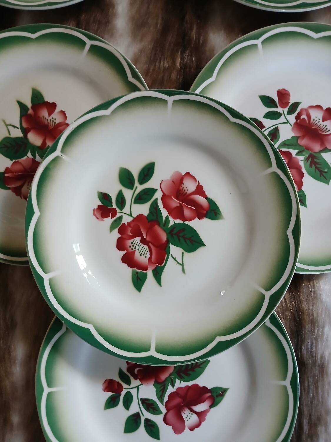 6 antique dessert plates from Digoin and Sarreguemines