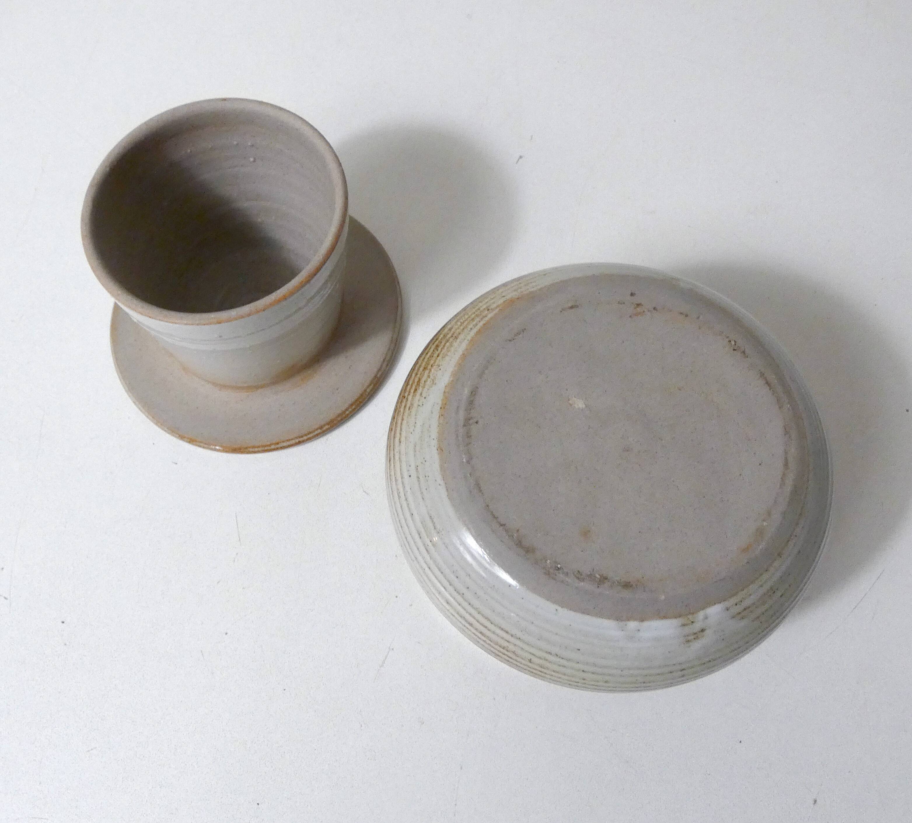 vintage stoneware water butter dish