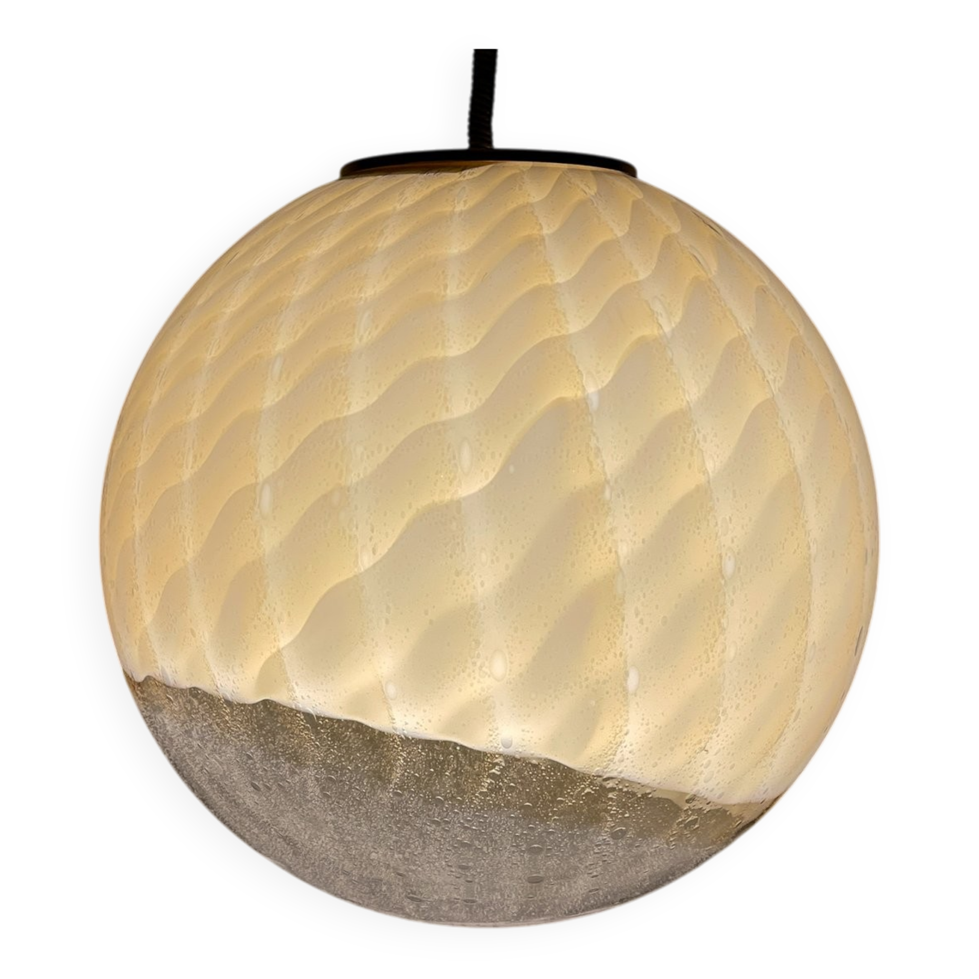 Large vintage Murano ball pendant lamp by Veart, Italy, 1970s.