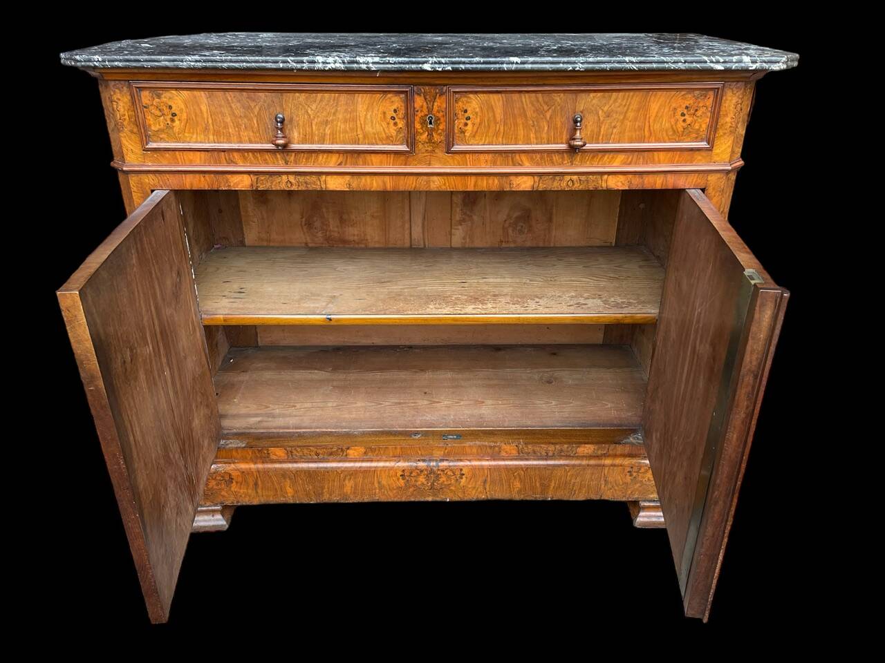 Louis Philippe period sideboard in walnut and marble top 1830's