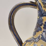 Vintage Handmade Yellow and Blue Glazed Ceramic Amphora by Zulimo Aretini, Italy
