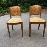 pair of beige velvet Art Deco / vintage chairs