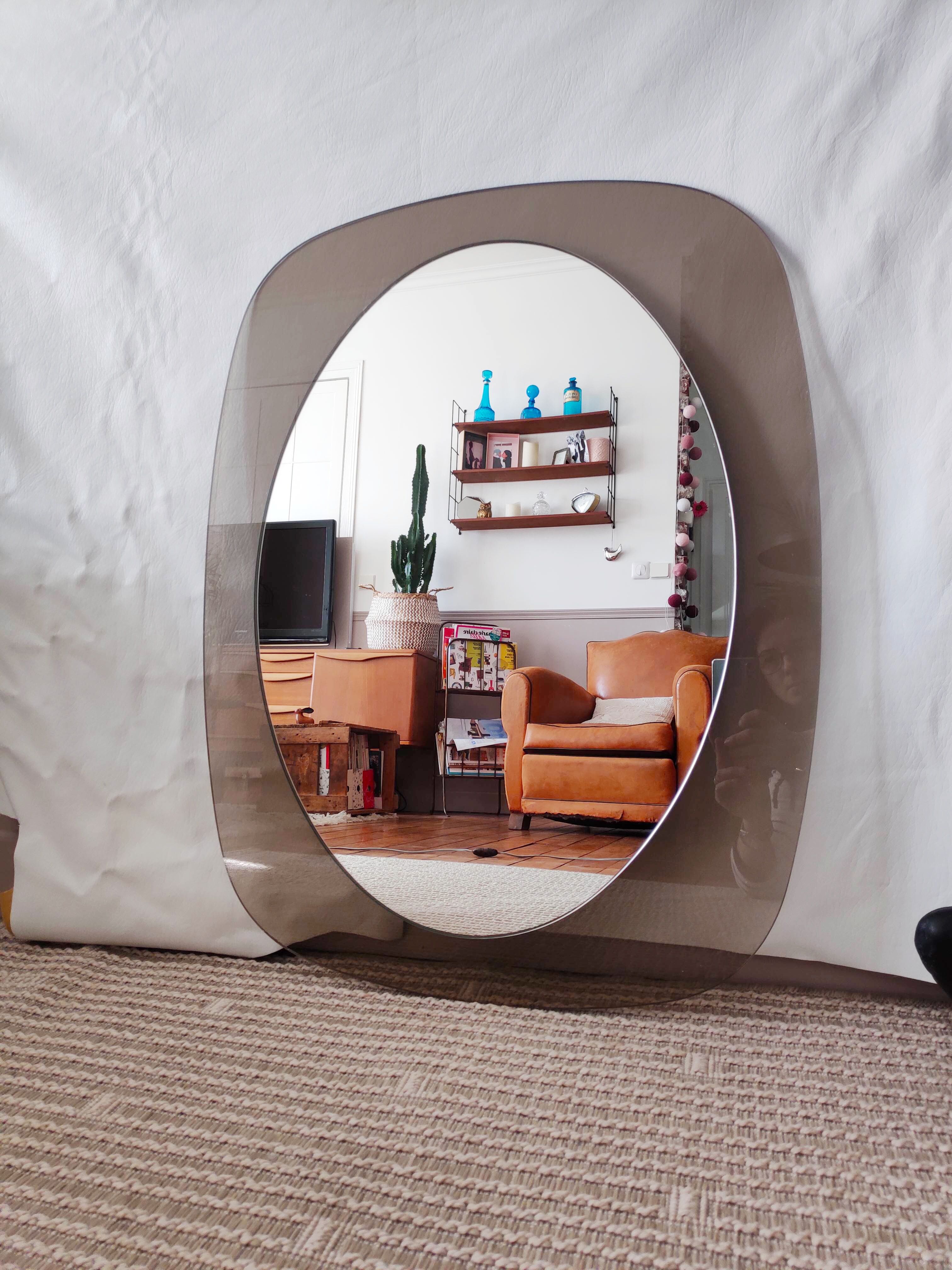 Mirror vintage plexi smoked 70 x 55cm