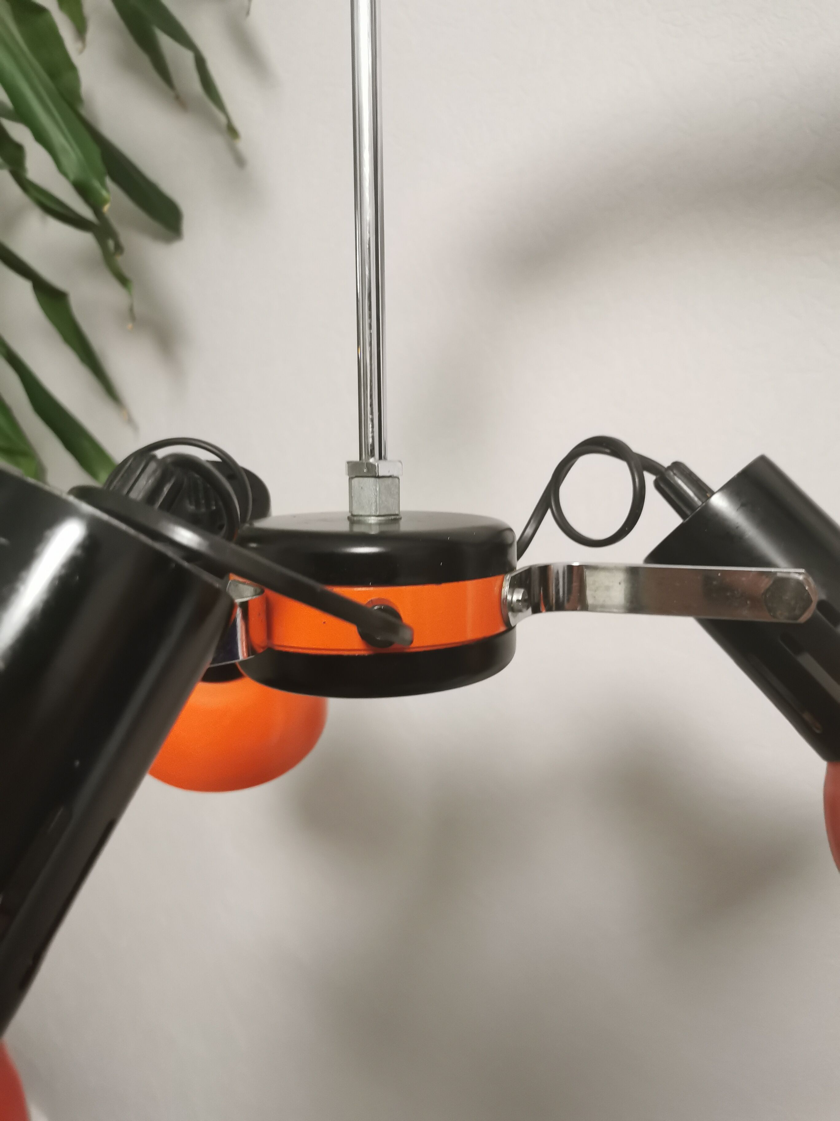 Hanging lamp 3 orientable spots, Aluminor France, 1970