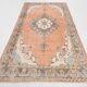 Tapis vintage orange et beige à médaillon central patiné, 157x299 Cm