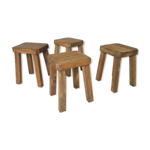 Ensemble de quatre tabourets brutaliste