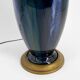 Art Nouveau lamp in stoneware with high-fire glazes and bronze mount, circa 1900.