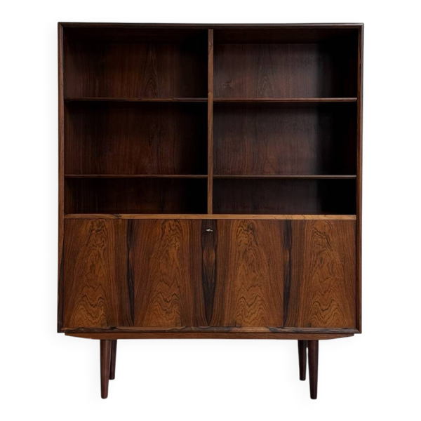 Bibliothèque vintage en palissandre avec éclairage
