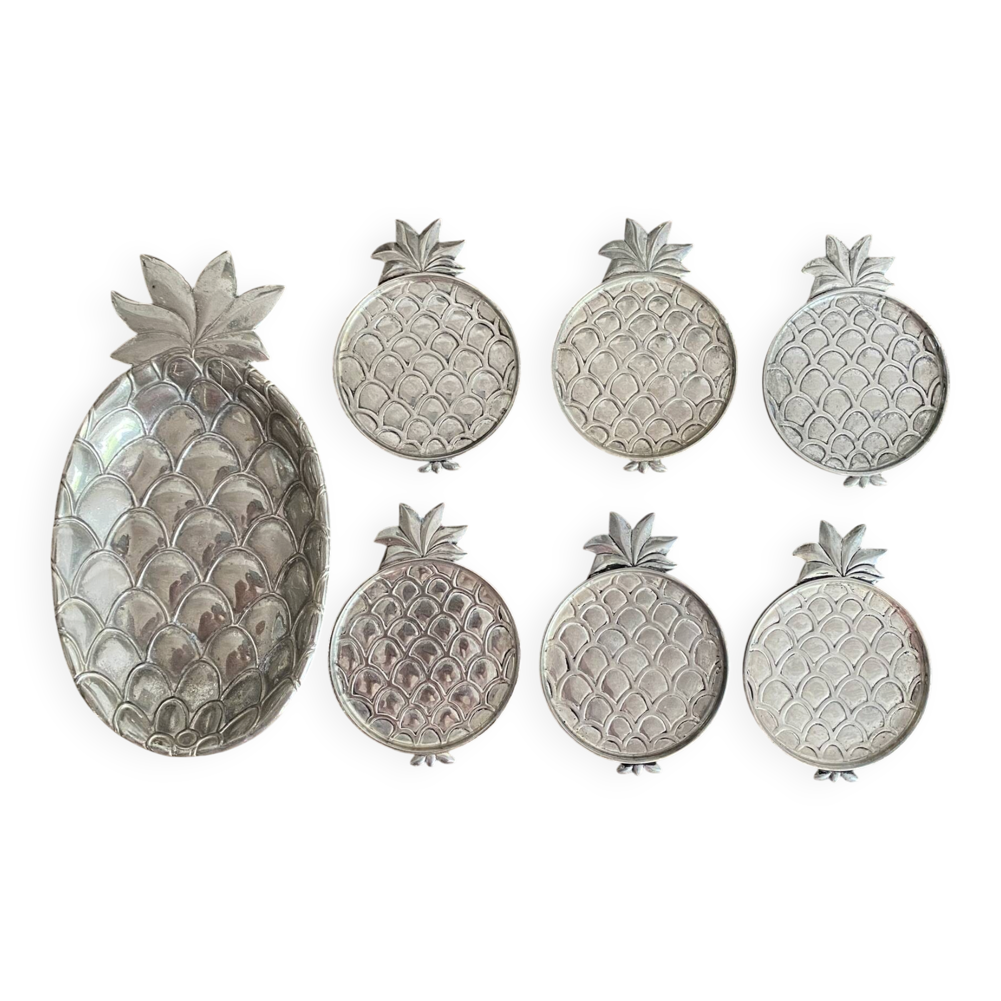 Set of pineapple coasters Silea silver-plated, 1970s