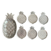 Set de dessous de verre ananas Silea en métal argenté , années 70