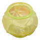 Fluorescent yellow ball vase with vine leaf patterns