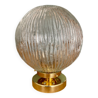 Lampe à poser globe vintage en verre strié