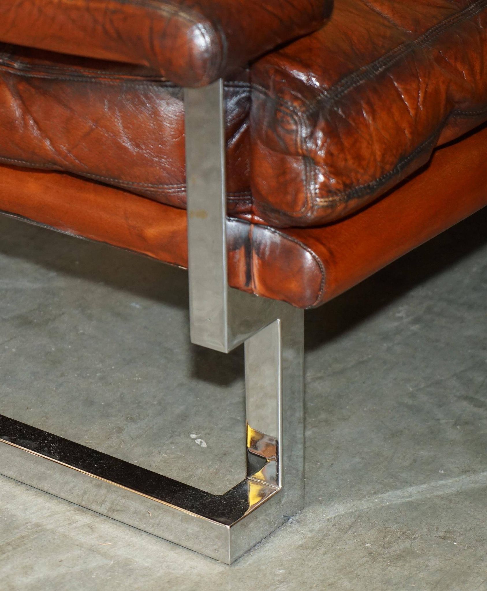 Restored suite Tim Bates for Pieff Mandarin leather chrome hardwood.