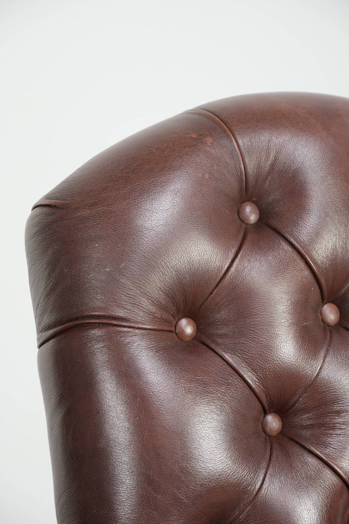 Set of 4 vintage cowhide leather chesterfield dining chairs