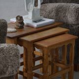 Nesting tables in oak, made by a Danish cabinetmaker, mid-century modern, 1960s.